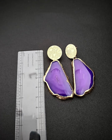 Wild Charm Earrings- Agate Slice Stones Earrings