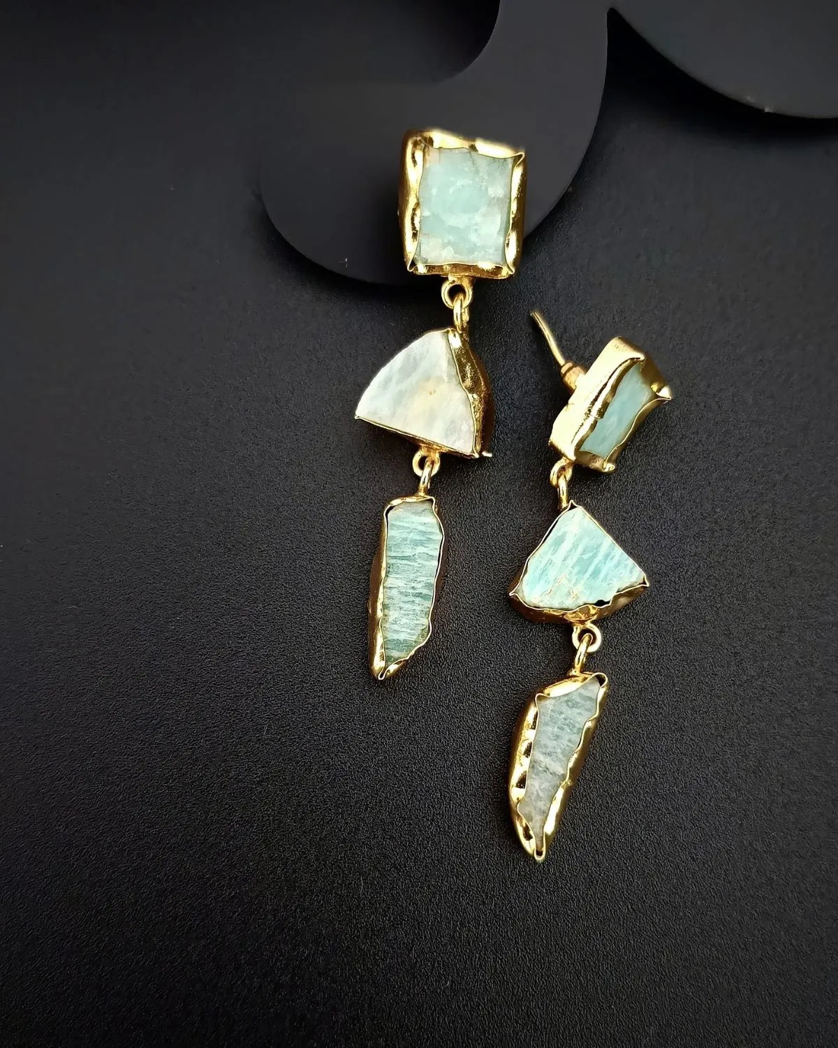 Lunar Veil - Raw Amazonite Uncut Stones Earrings