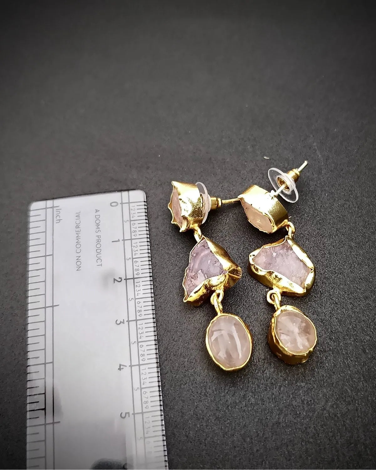 Wild Glint - Rose Quartz and Amethyst Uncut Stones Earrings
