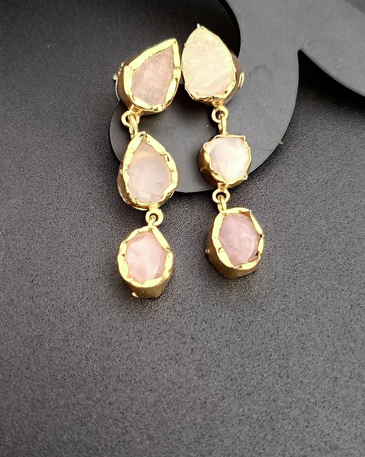 Desert Rose - Rose Quartz Uncut Stones Earrings