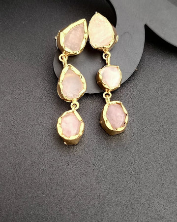 Desert Rose - Rose Quartz Uncut Stones Earrings
