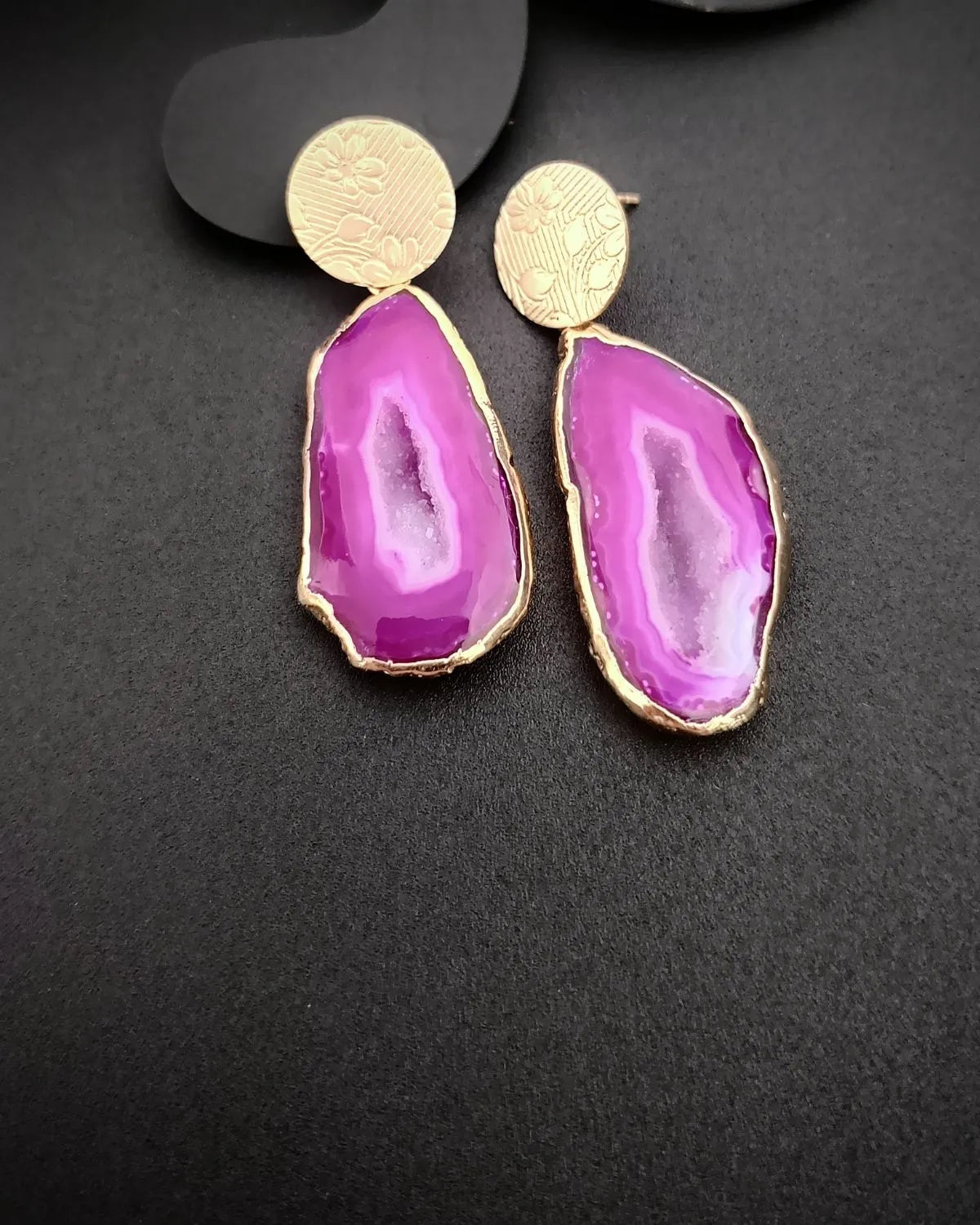 Raw Radiance - Agate Slice Stones Earrings