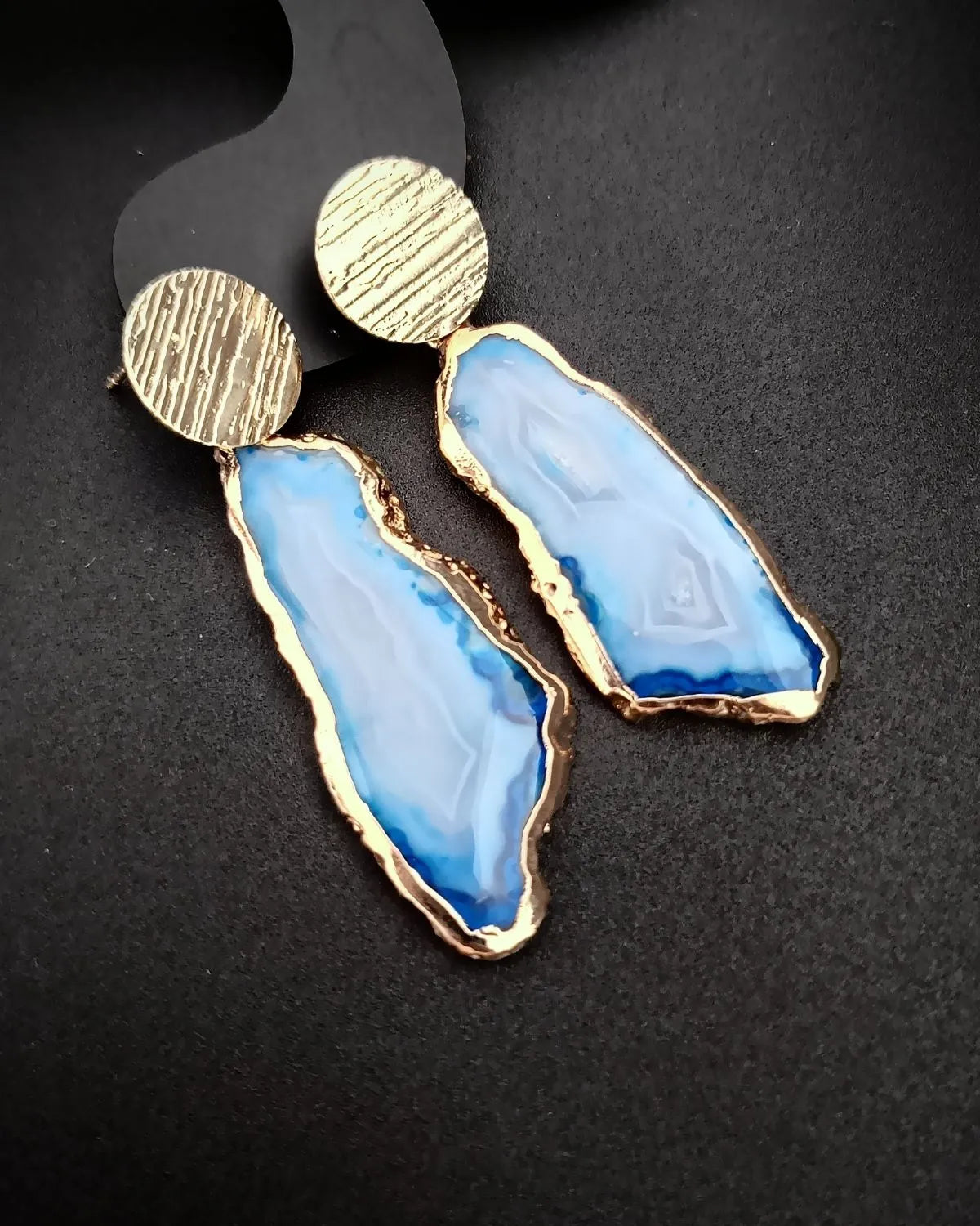 Lustre Line- Agate Slice Stones Earrings