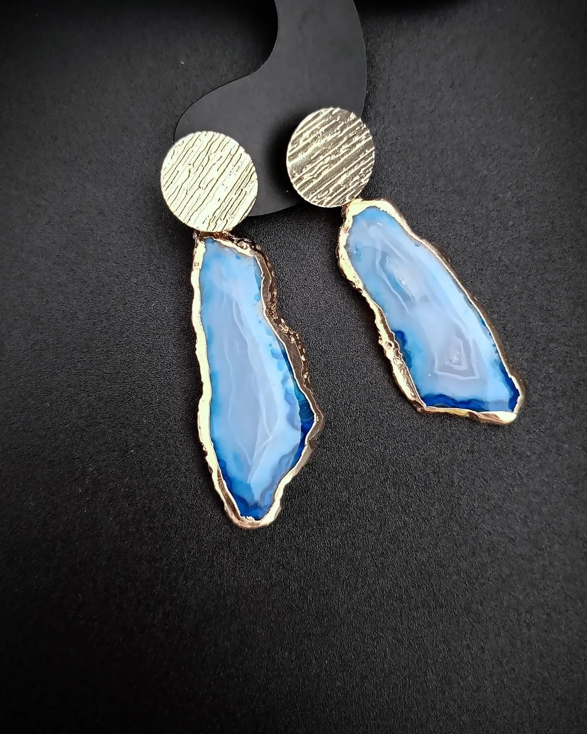 Lustre Line- Agate Slice Stones Earrings