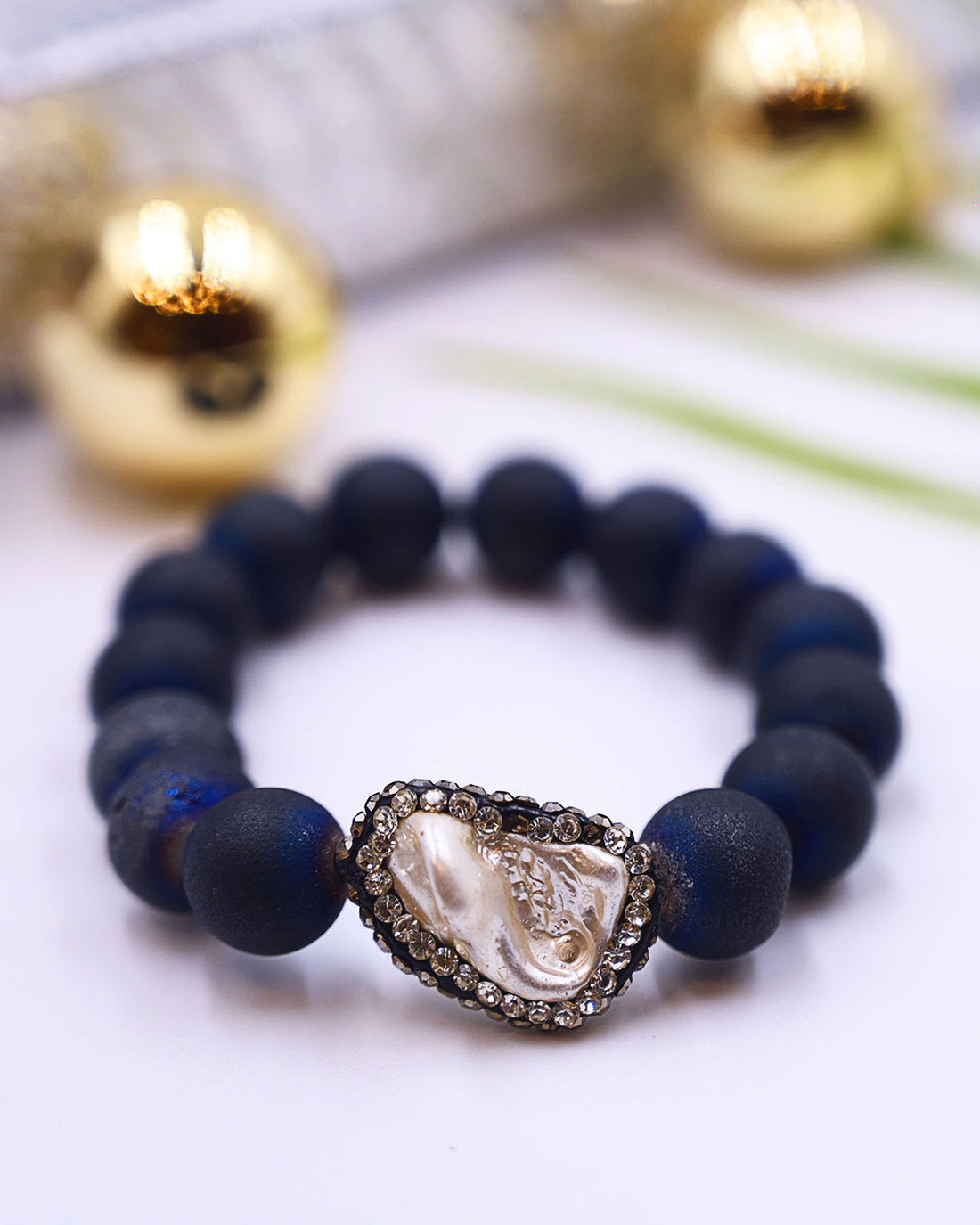 Ocean Breeze - Druzy Stones and Freshwater Pearl Bracelet