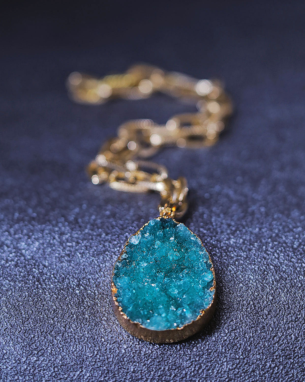 Crystal Core Necklace -  Druzy Stone & Chain