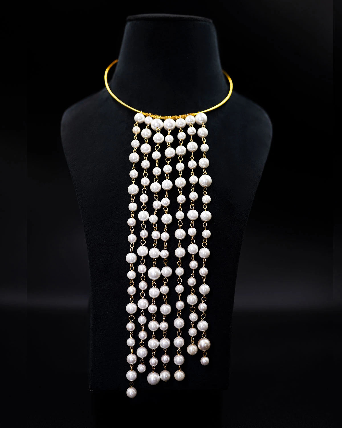 Ivory Rain - Shell Pearls Hasli Style Waterfall Necklace