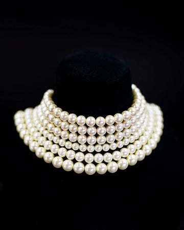 Lustrous Cascade- Multilayer Pearls Necklace