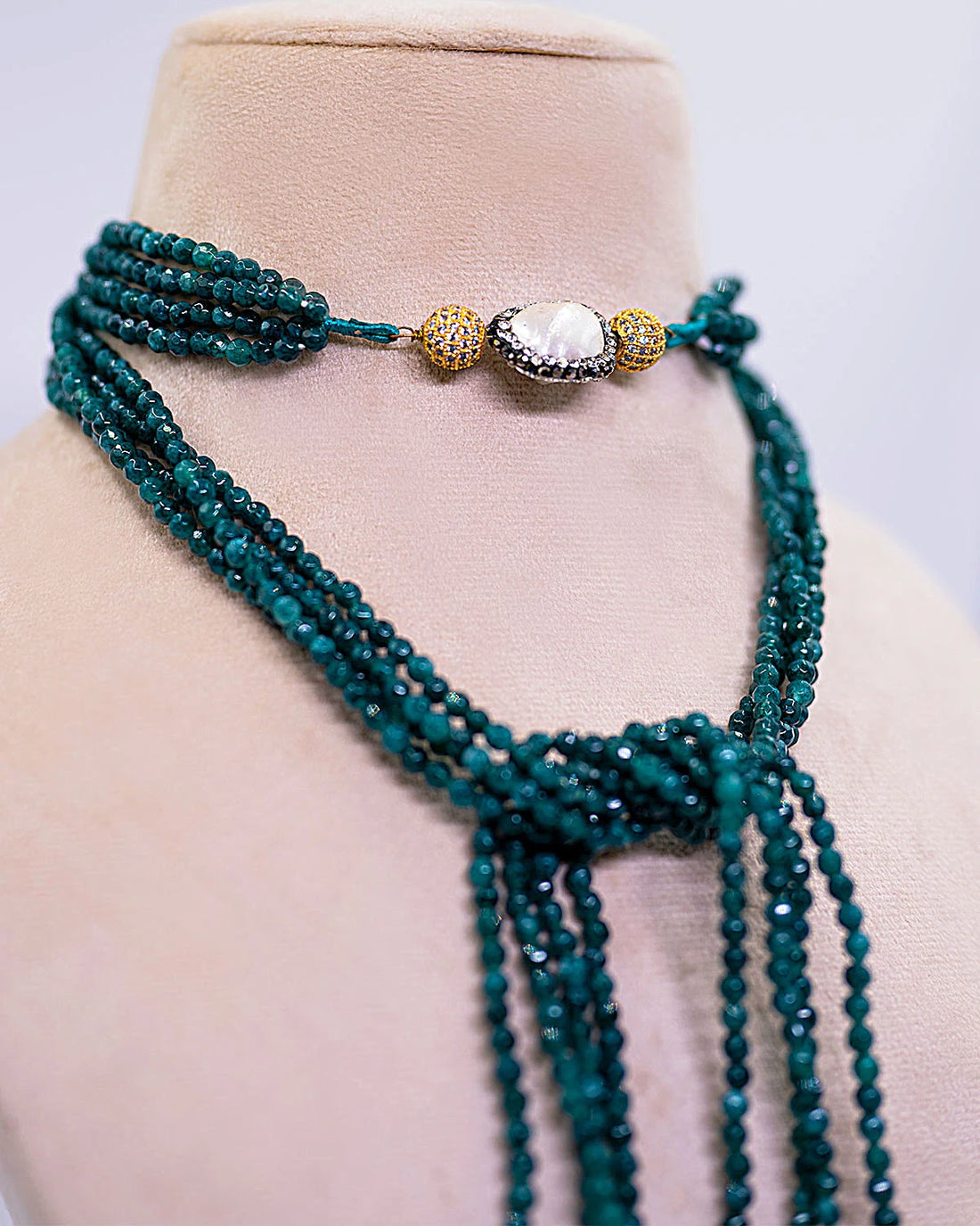 Forest Whispers - Jade Stones Multistrand, Multi styling Necklace