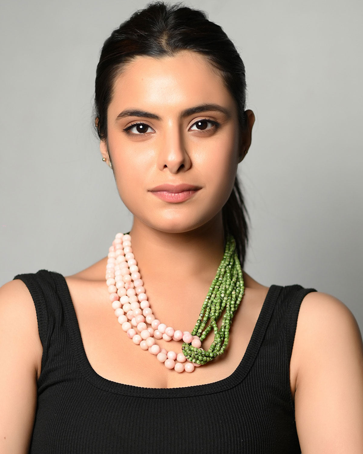 Elegant Harmony Necklace - Agate and Jade Stones