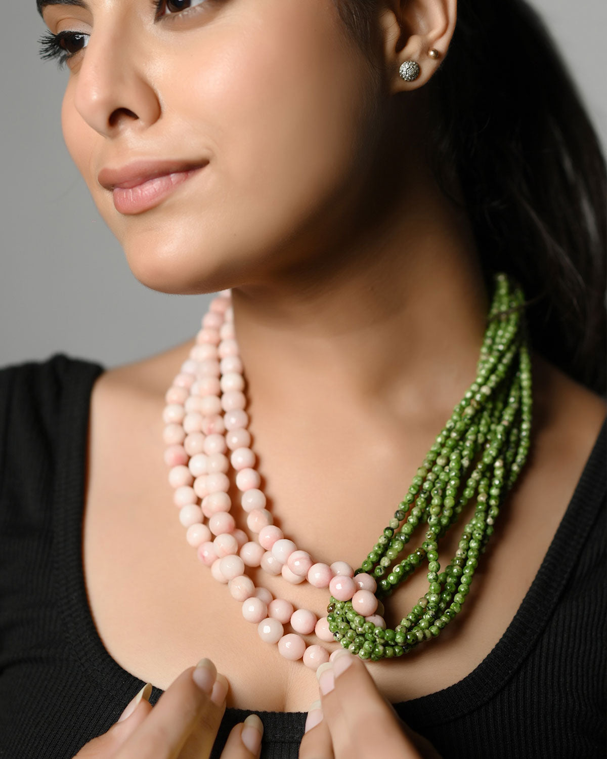 Elegant Harmony Necklace - Agate and Jade Stones