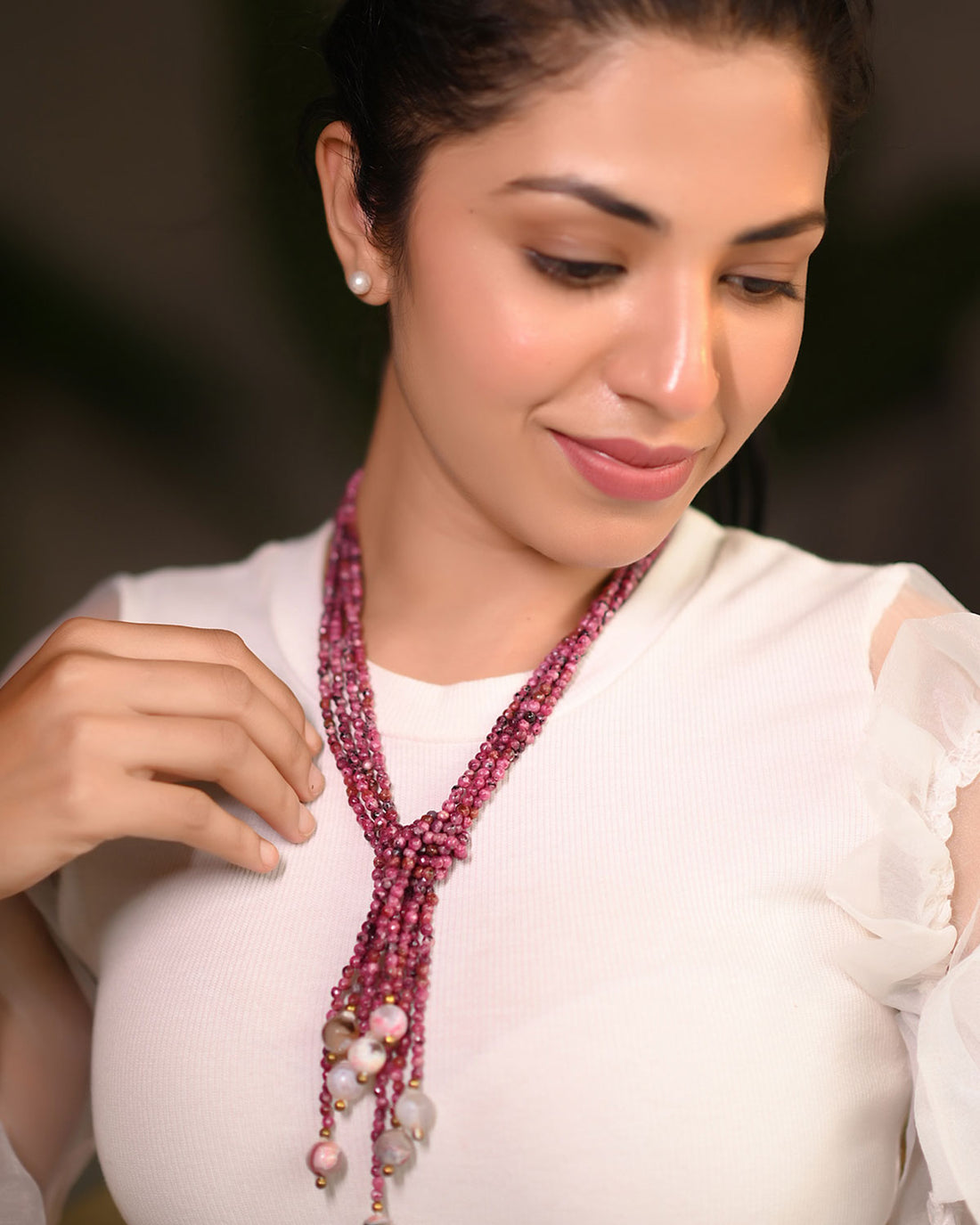 Onyx Royale - Tangerine Onyx Stones and Chain Rope Necklace