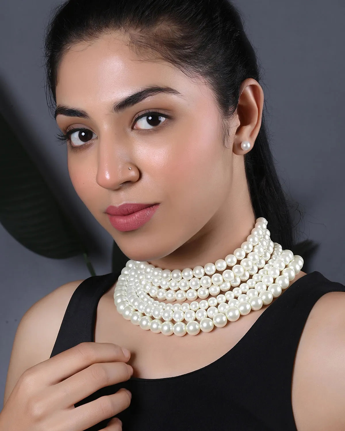 Lustrous Cascade- Multilayer Pearls Necklace