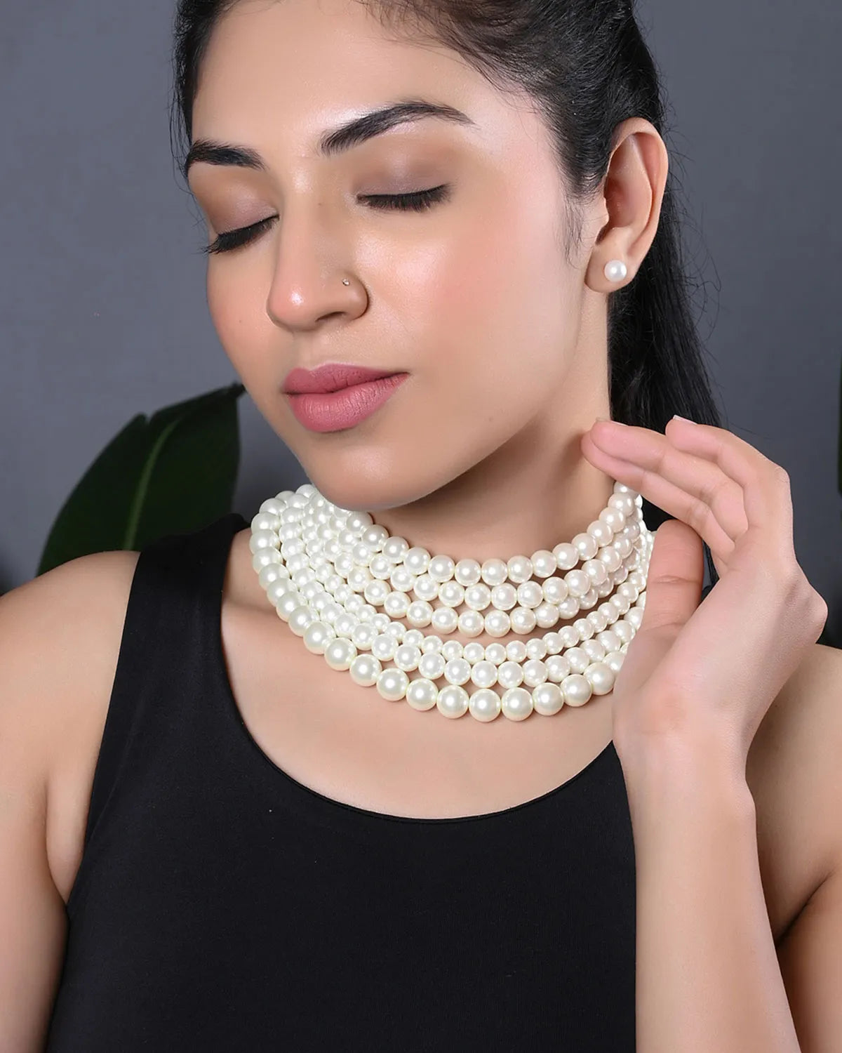 Lustrous Cascade- Multilayer Pearls Necklace