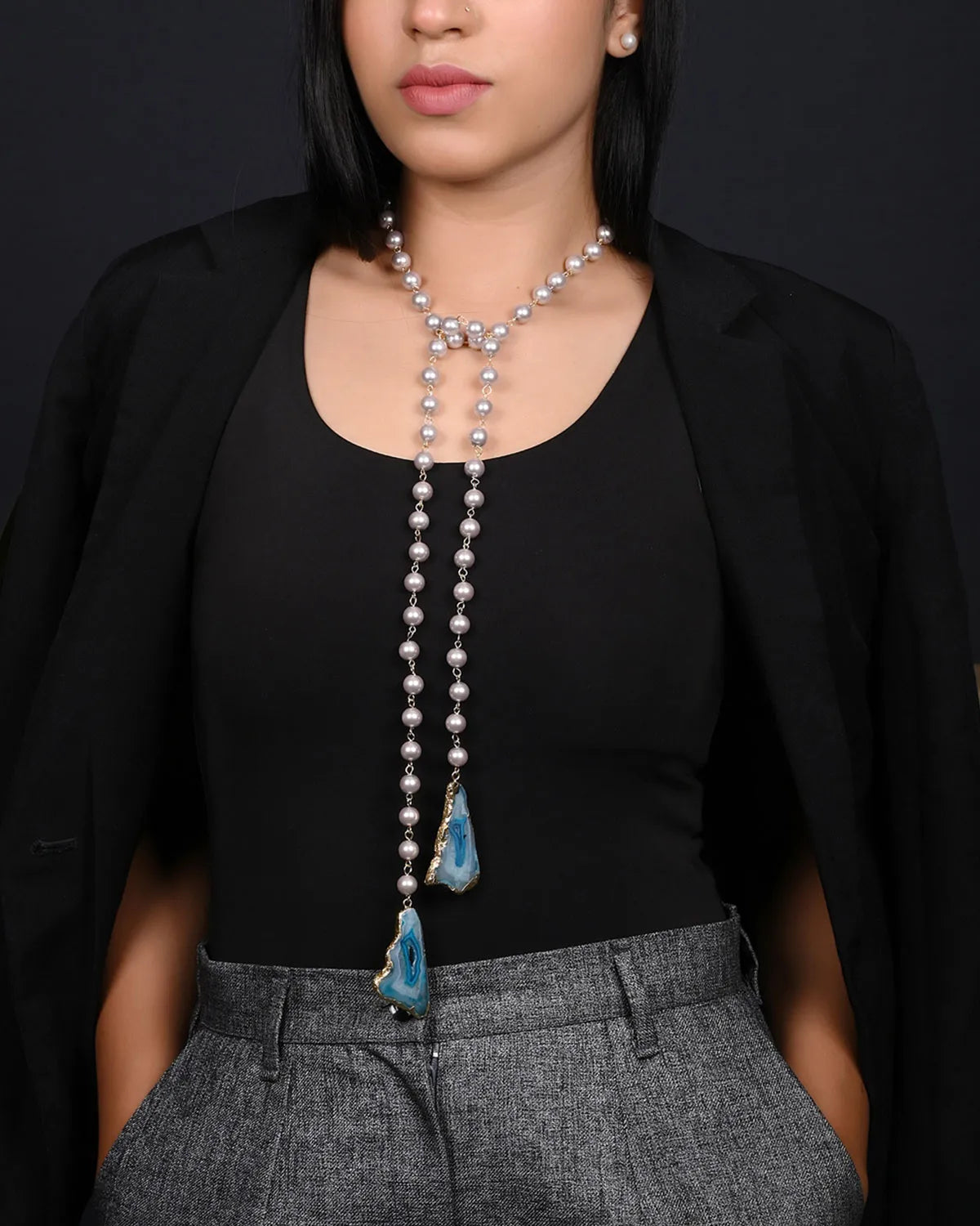 Endless Elegance Necklace – Shell Pearls & Druzy Stone Multi-Style Necklace