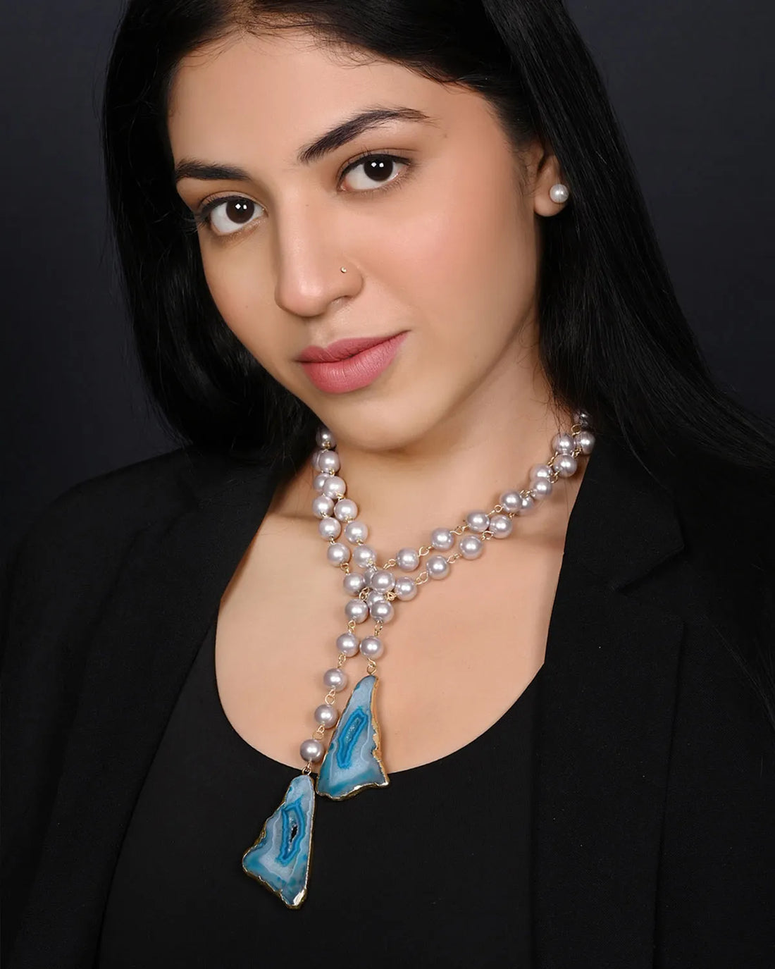 Endless Elegance Necklace – Shell Pearls & Druzy Stone Multi-Style Necklace