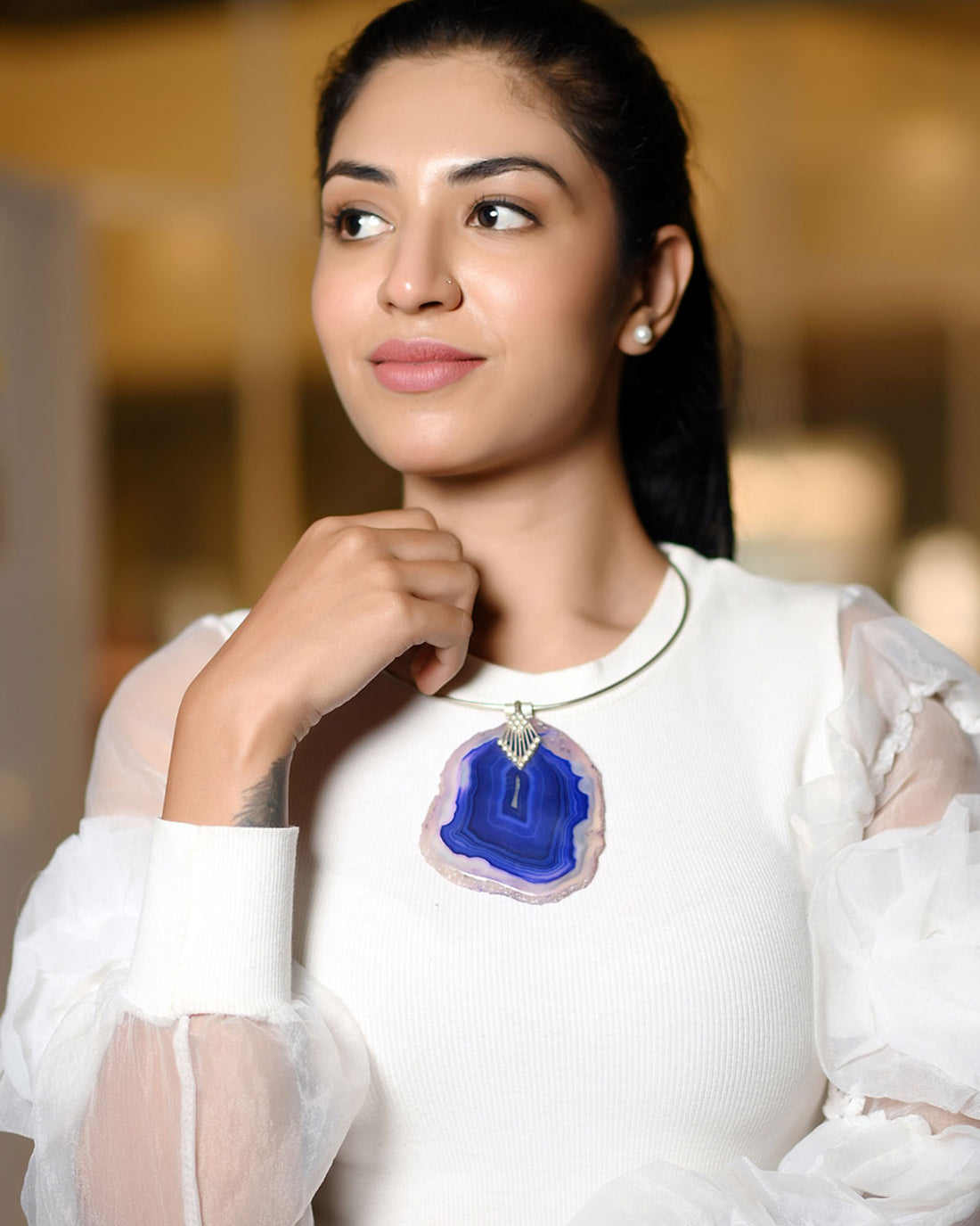 Desert Mirage Necklace - Agate Slice Stone