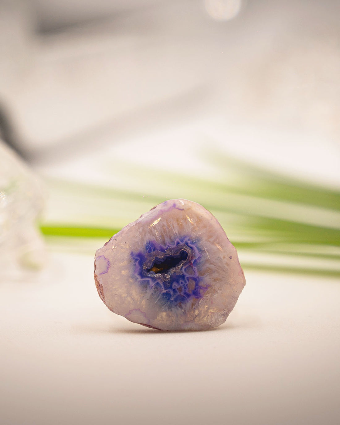Shimmer Nest White & Blue Adjustable Ring with Geode Stone.