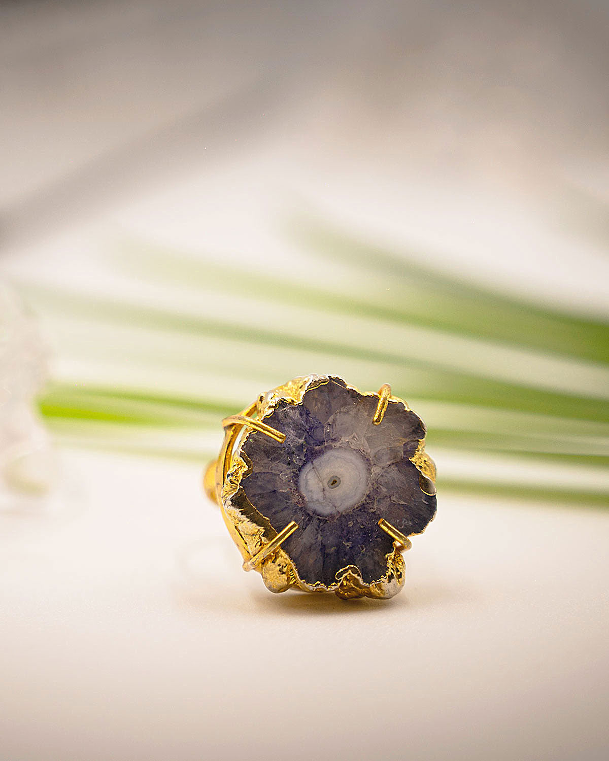 Shimmer Nest Adjustable Ring with Purple Druzy Stone