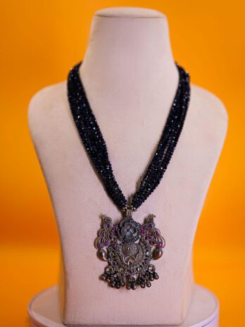 Desert Moon - Blue Goldstone Stone and Sterling Silver Necklace
