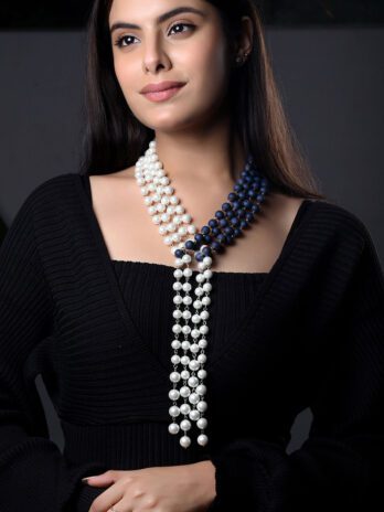 Infinity Loop Necklace - Shell Pearls & Druzy Stones