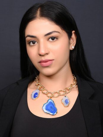Mystic Layers Necklace with Agate Slice Stones and Chain
