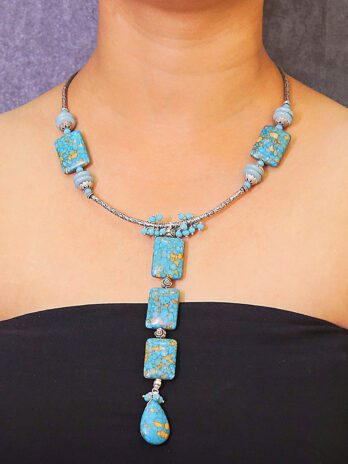 Ocean Whisper Necklace with Howlite Turquoise Stones