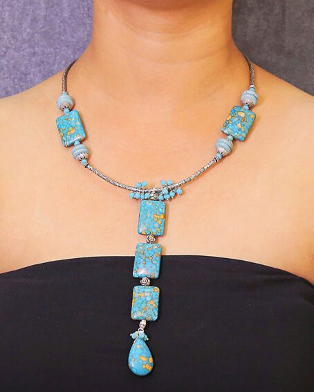 Ocean Whisper Necklace with Howlite Turquoise Stones