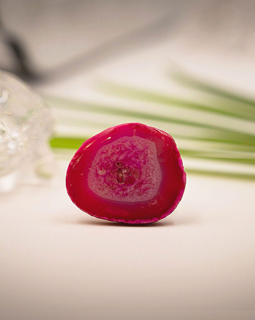 Shimmer Nest Pink Adjustable Ring with Geode Stone.