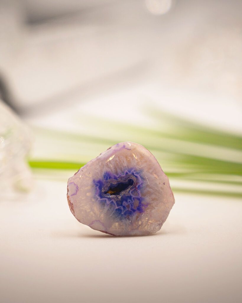 Shimmer Nest White & Blue Adjustable Ring with Geode Stone.