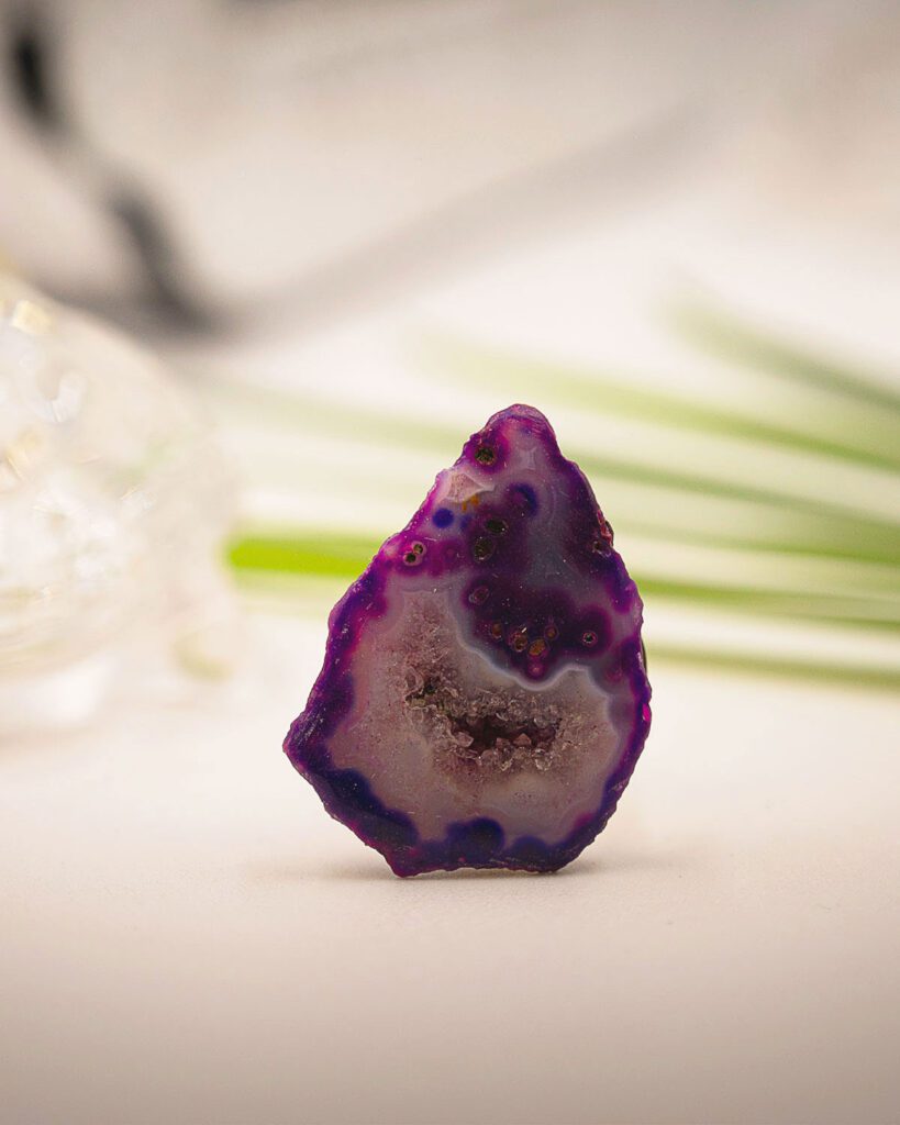 Shimmer Nest Purple Adjustable Ring with Geode Stone.