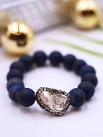 Ocean Breeze - Druzy Stones and Freshwater Pearl Bracelet