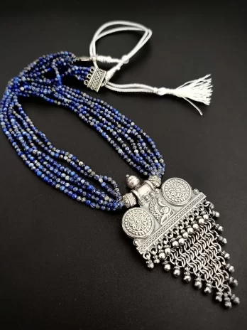 Sterling Sky Necklace - Lapis Lazuli Stones & Sterling Silver Pendent