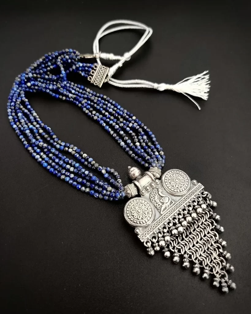 Sterling Sky Necklace - Lapis Lazuli Stones & Sterling Silver Pendent
