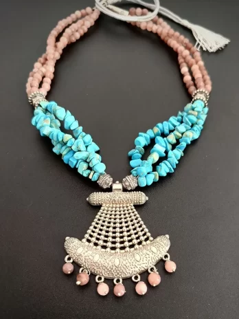 Lagoon Whisper Necklace - Turquoise & Jade Stones