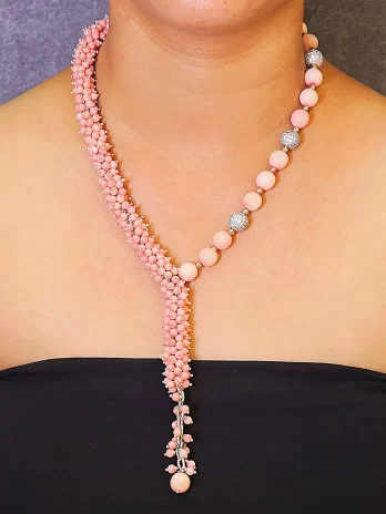 Earthly Luxe - Coral and Agate Stones Necklace