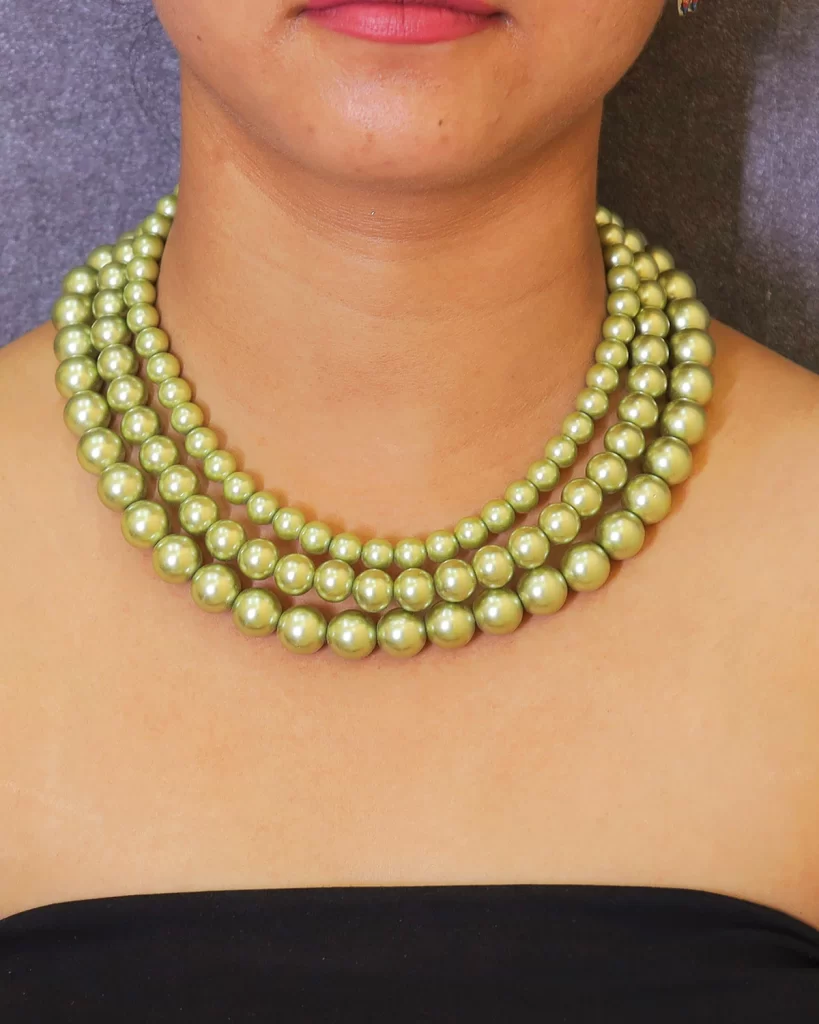 Eternal Bond Necklace - Pistachio Color Shell Pearls