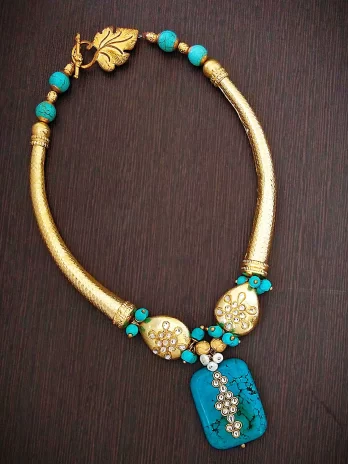 Tassel Tales Necklace - Howlite Turquoise & Freshwater Pearls