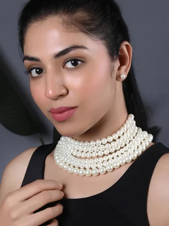 Lustrous Cascade- Multilayer Pearls Necklace