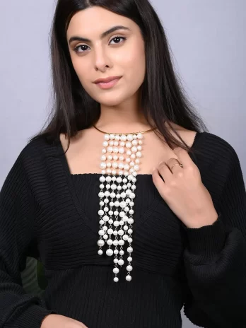 Ivory Rain - Shell Pearls Hasli Style Waterfall Necklace