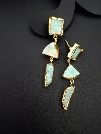 Lunar Veil - Raw Amazonite Uncut Stones Earrings