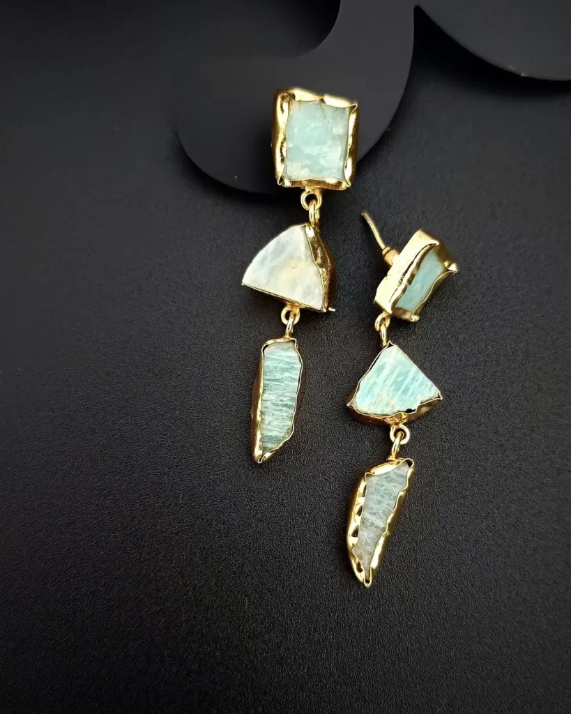 Lunar Veil - Raw Amazonite Uncut Stones Earrings