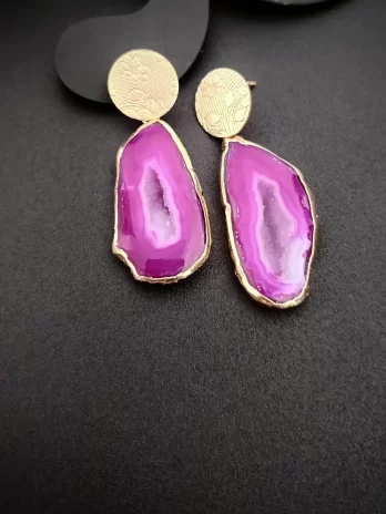 Raw Radiance - Agate Slice Stones Earrings
