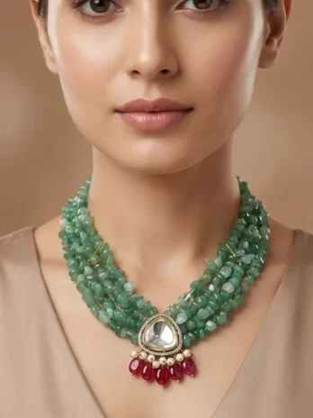 Emerald Aura – Green Aventurine Kundan Choker