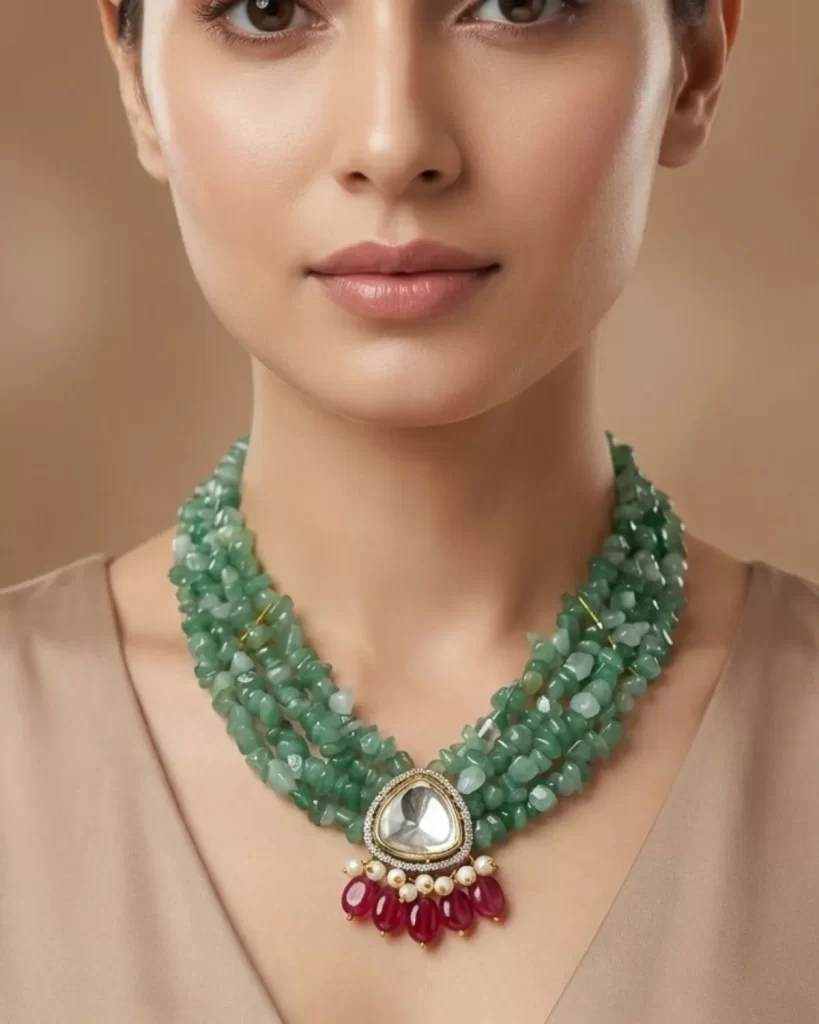 Emerald Aura – Green Aventurine Kundan Choker