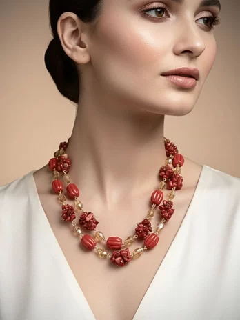 Crimson Cascade – Convertible Coral Necklace