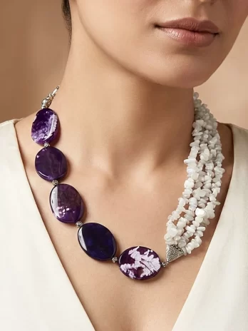 Lunar Muse – Moonstone & Agate Statement Necklace