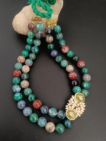 Verdant Royale – Agate & Pearl Layered Necklace