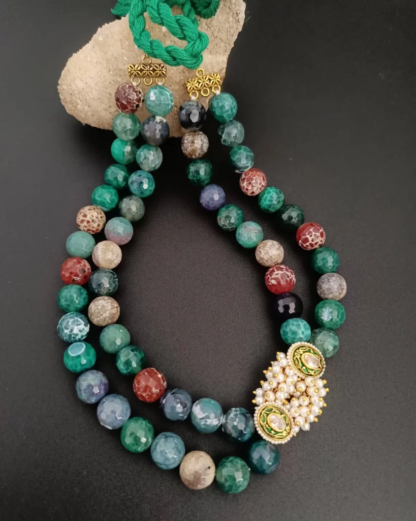 Verdant Royale – Agate & Pearl Layered Necklace