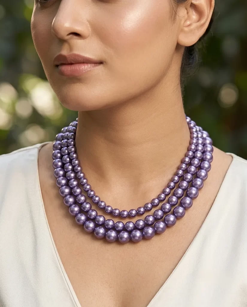 Eternal Bond - Purple Color Shell Pearls Necklace